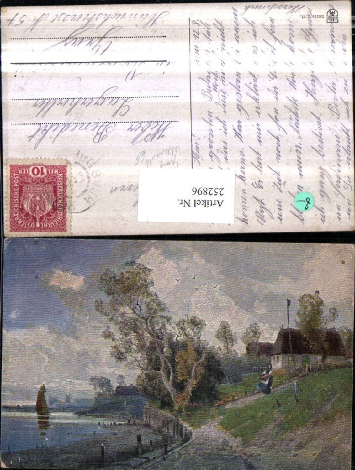 252896,Künstler AK Georg Meinzolt Promenade Partie Segelboot Haus