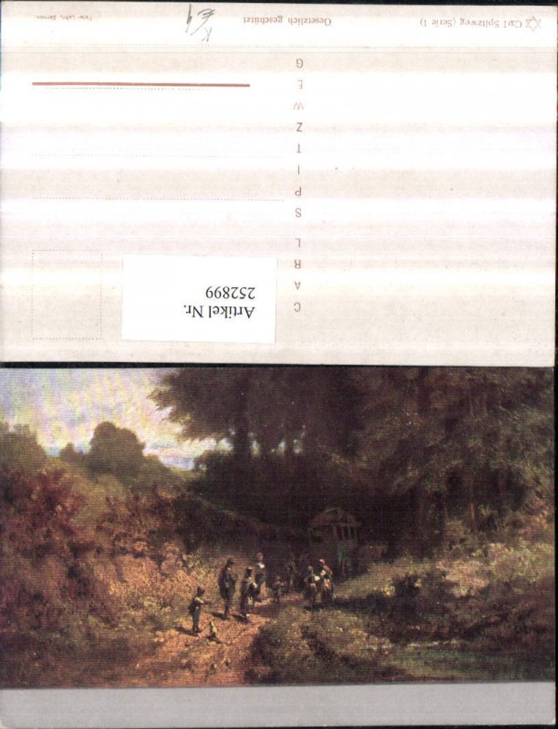 252899,Künstler AK Carl Spitzweg Wegpartie Kutsche
