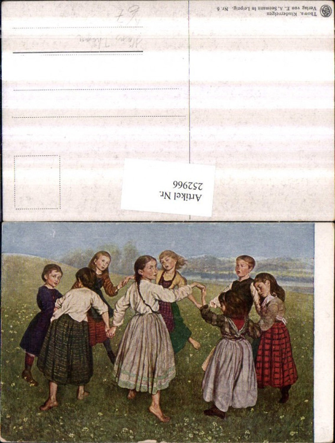 252966,Künstler AK Hans Thoma Kinderreigen Kinder b. Tanzen Ringeltanz Wiese