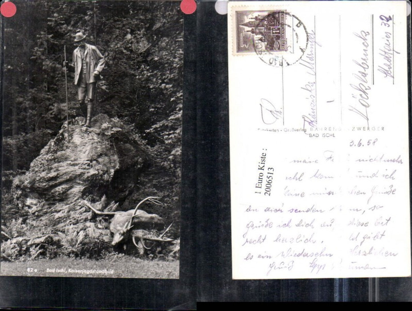 2006513,Bad Ischl Kaiserjagdstandbild Statue Jäger Hut Hirsch