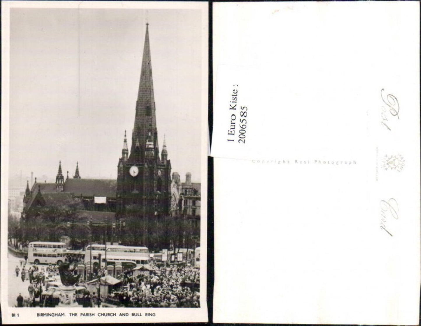 2006585,Birmingham The Parish Church and Bull Ring Kirche Autobusse Doppeldecker Bus