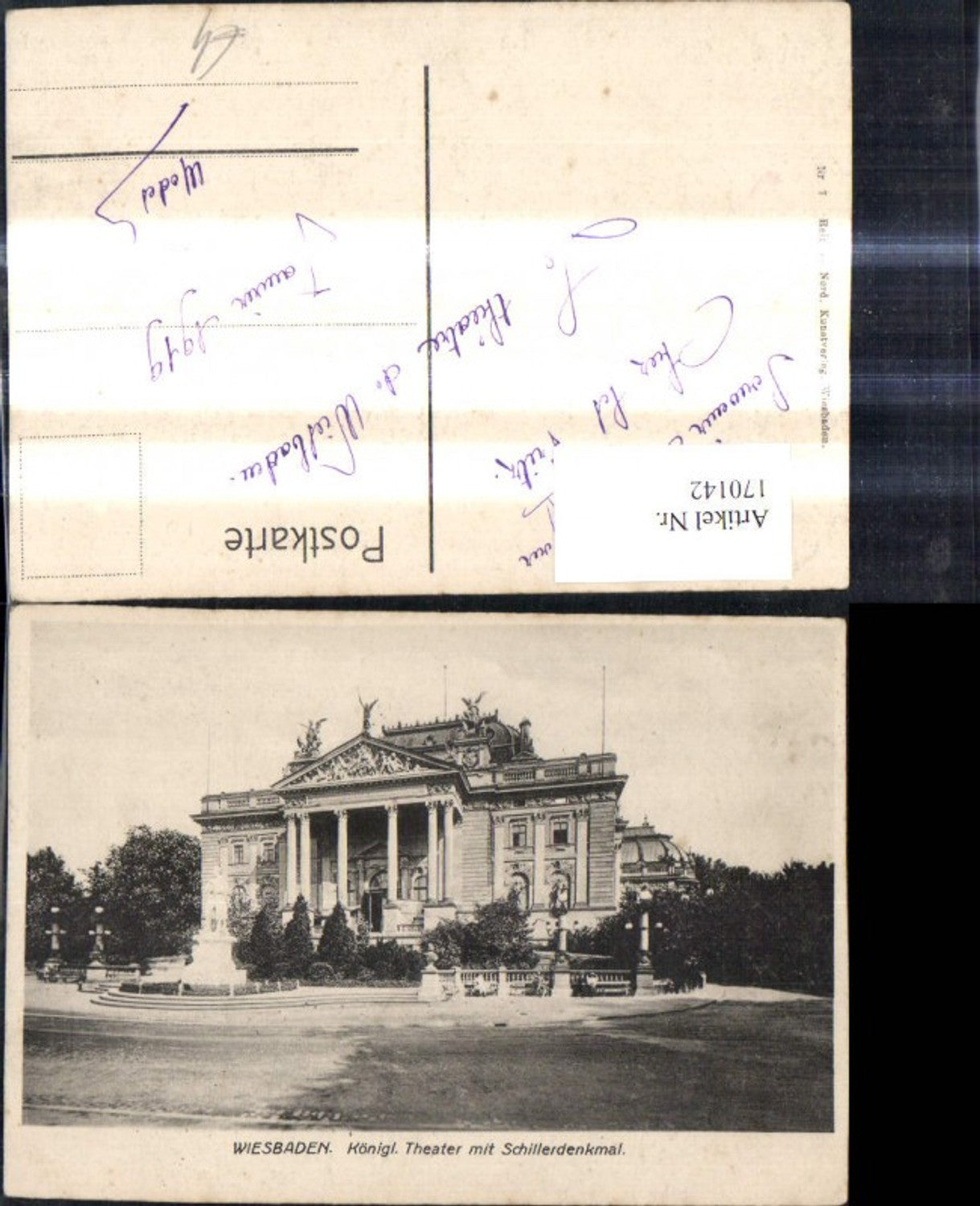 170142,Wiesbaden Königl. Theater m. Schillerdenkmal Theater