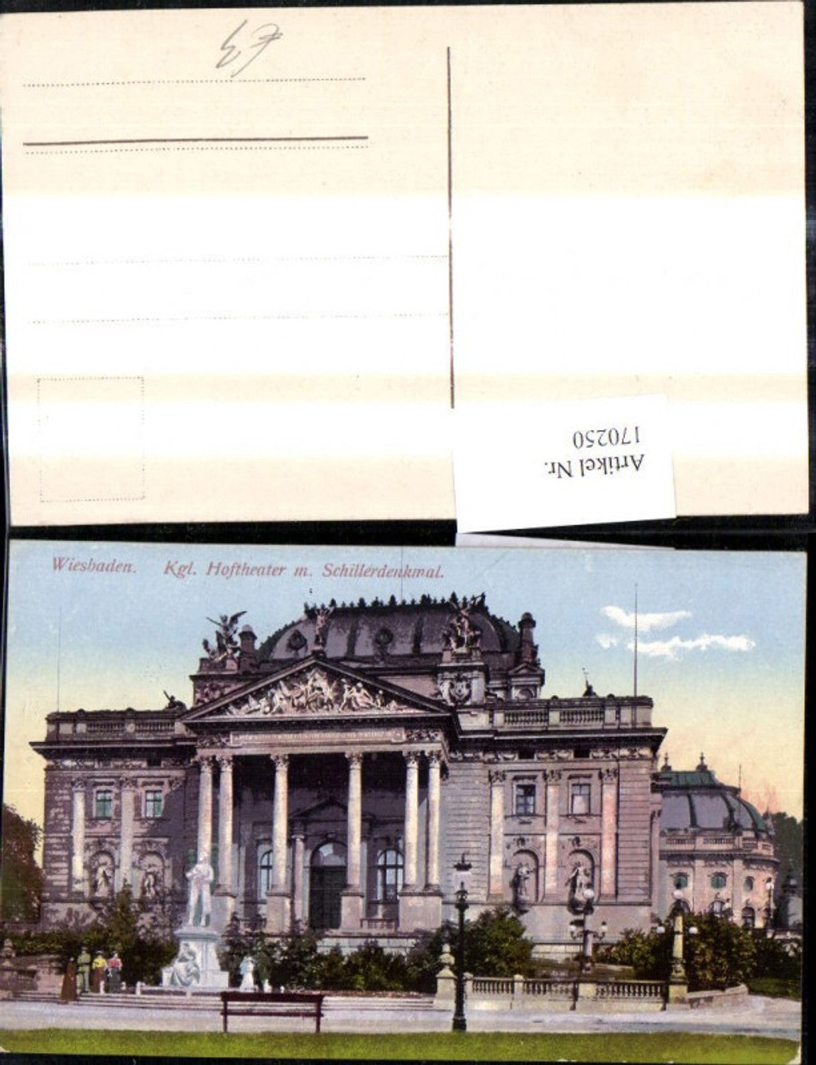 170250,Wiesbaden Kgl. Hoftheater m. Schillerdenkmal Theater Denkmal