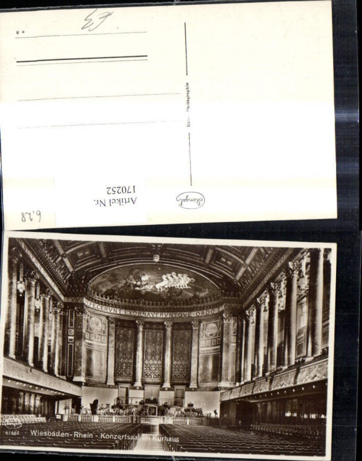 170252,Wiesbaden Rhein Konzertsaal i. Kurhaus Innenansicht