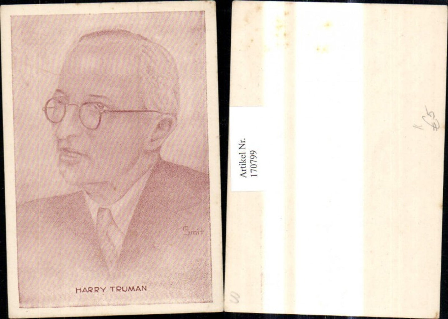170799,Künstler Ak L. Smit Harry Truman Politiker
