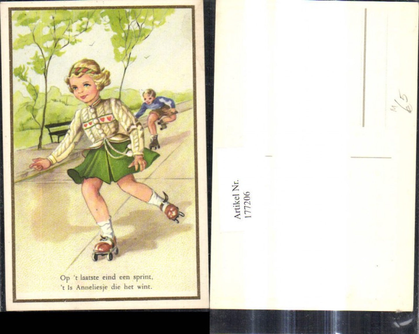 177206,Künstler Ak Kinder Rollschuhlaufen Rollschuhe Spruch Text