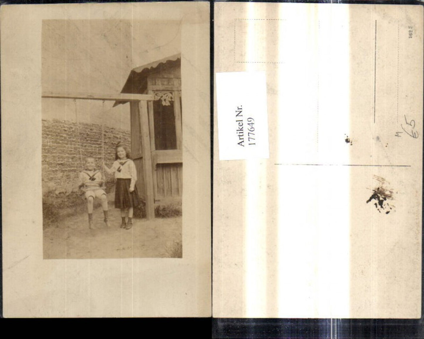 177649,Foto Ak Kinder b. Schaukel Matrosenanzug Matrosenkleid Uniform