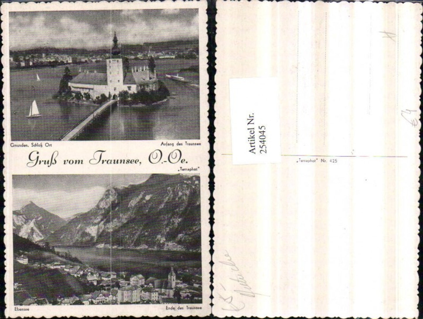 254045,Gruß vom Traunsee Gmunden Schloss Orth Ort Ebensee Totale Mehrbildkarte