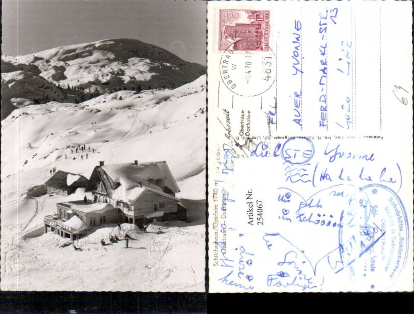 254067,Schilcherhaus auf d. Gjaidalm m. Dachstein Winterbild b. Obertraun