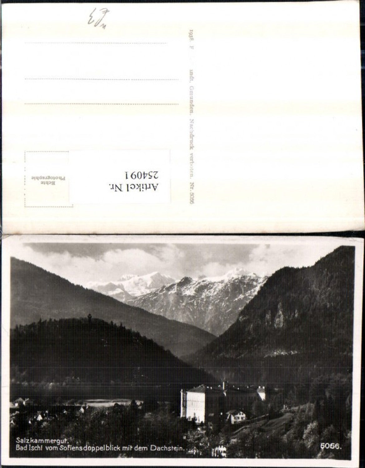 254091,Bad Ischl Kurhaus vom Sofiendoppelblick m. d. Dachstein Bergkulisse pub F. E. Brandt 5056