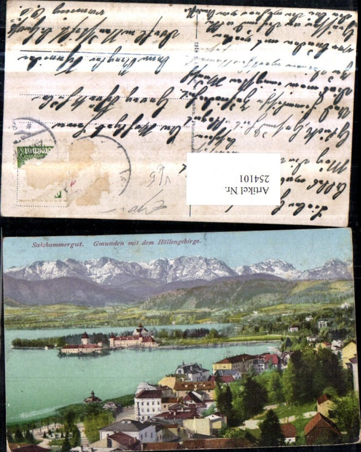 254101,Gmunden Teilansicht See- u. Landschloss m. d. Höllengebirge pub F. E. Brandt 930