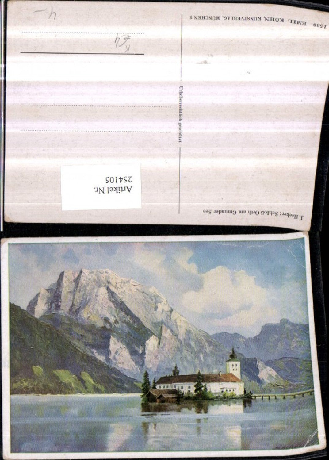 254105,Künstler AK J. Hecker Schoss Orth Ort am Traunsee m. Traunstein