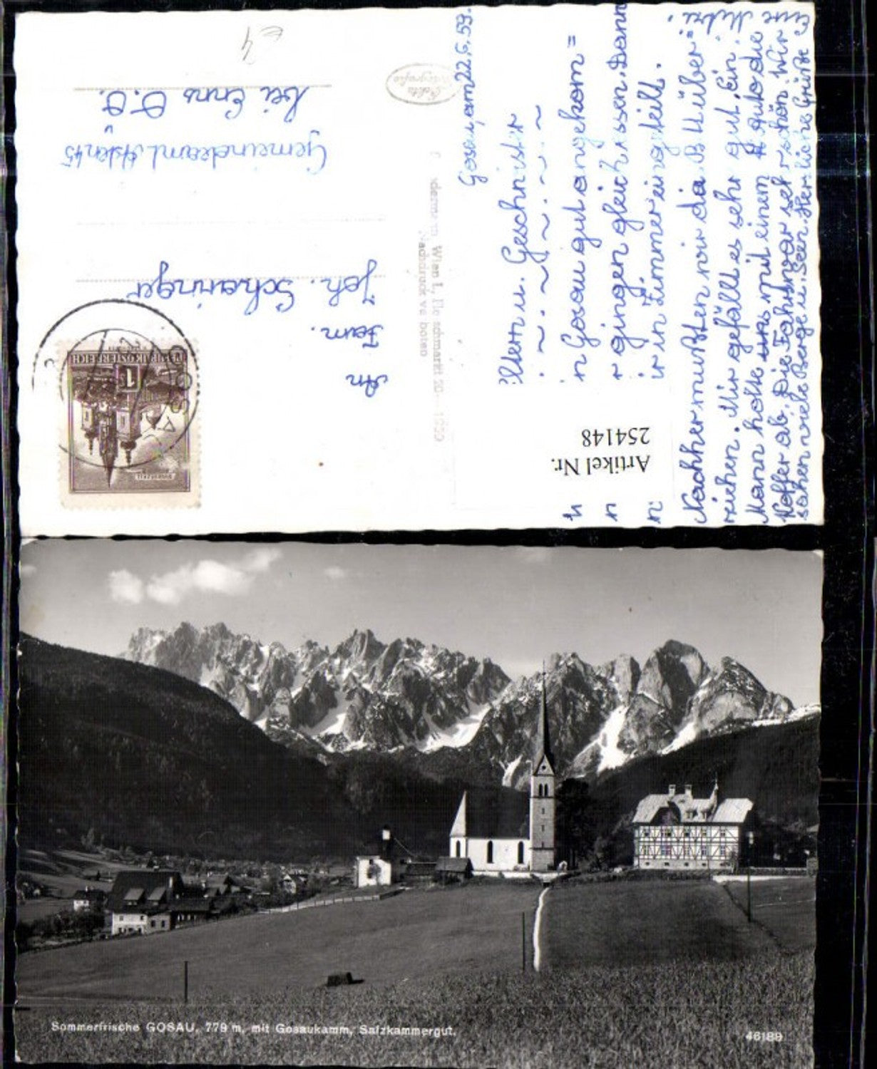 254148,Gosau Teilansicht Kirche m. Gosaukamm