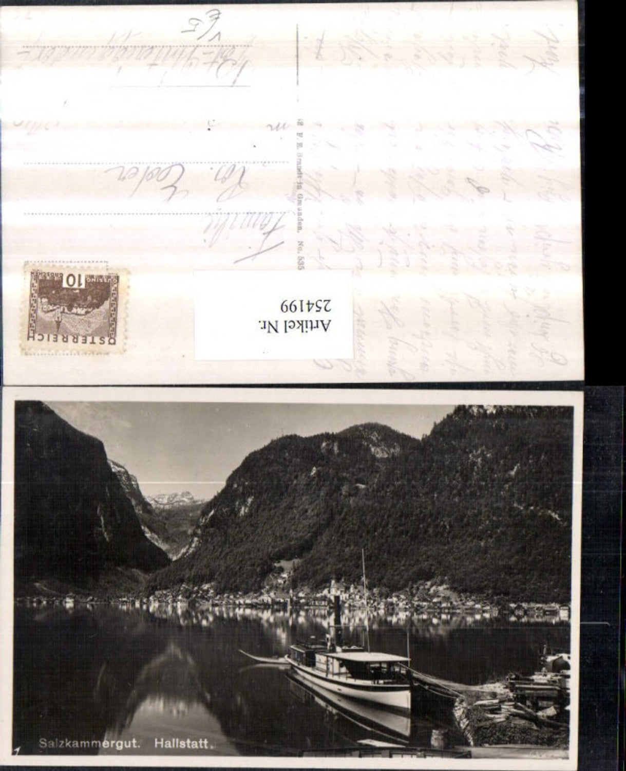 254199,Hallstatt Totale Bergkulisse Dampfer pub F. E. Brandt 5355