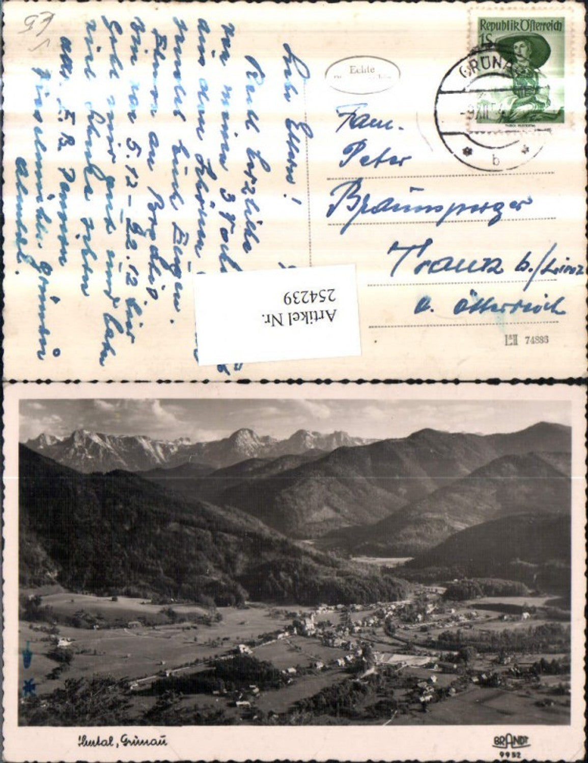 254239,Almtal Grünau Totale Bergkulisse pub F. E. Brandt 9952