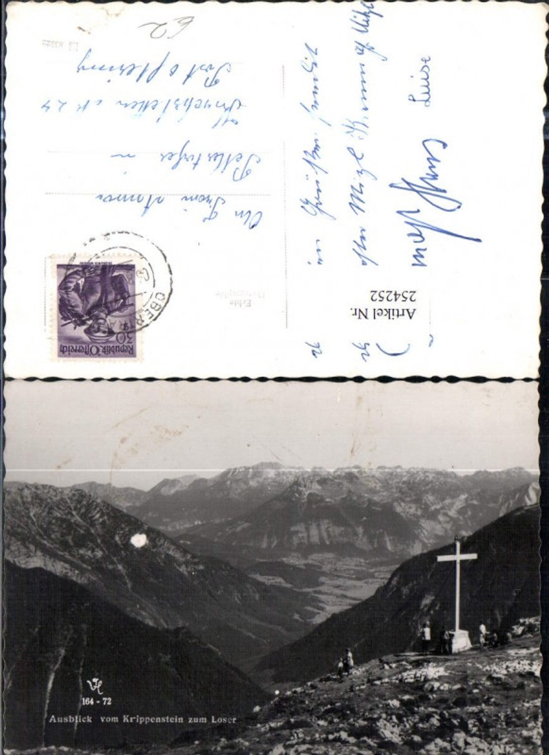 254252,Ausblick v. Krippenstein zum Loser Gipfelkreuz Bergkulisse b. Obertraun