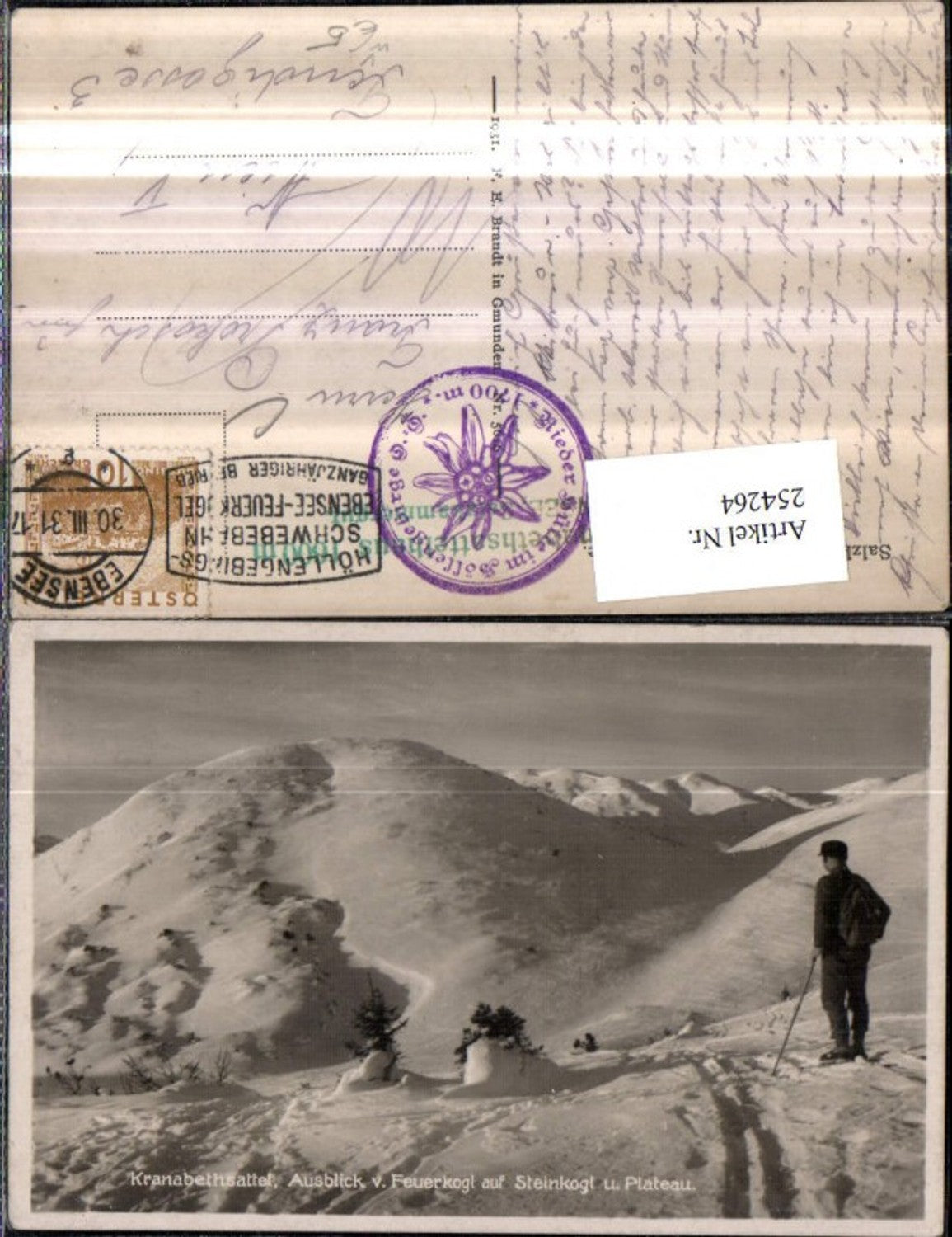 254264,Kranabethsattel Ausblick v. Feuerkogl auf Steinkogl u. Plateau Bergkulisse b. Ebensee pub F. E. Brandt 5626