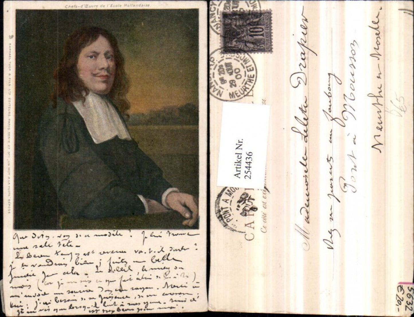 254436, Raphael Tuck & Sons 27/1 Artist Card Chefs-d'Euvre de l'Ecole Hollandaise Man with Long Hair Beard Portrait