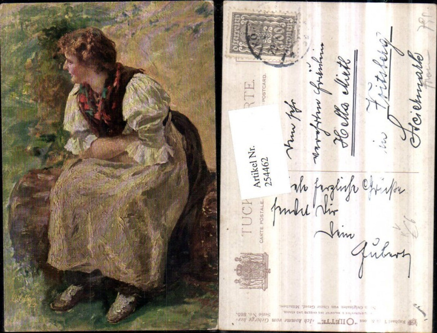 254462,Raphael Tuck & Sons 865 Künstler Oscar Graef Ich komme vom Gebirge her Frau in Tracht