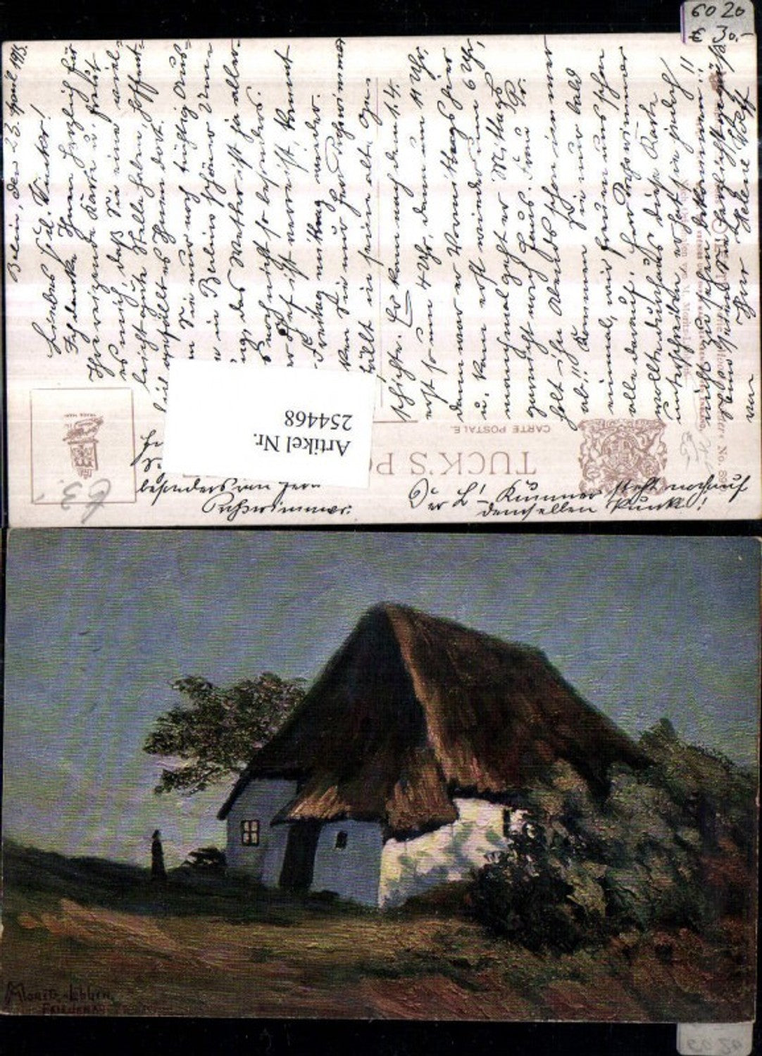 254468,Raphael Tuck & Sons 890 Künstler M. Moritz-Lübben Hausansicht Haus m. Reetdach