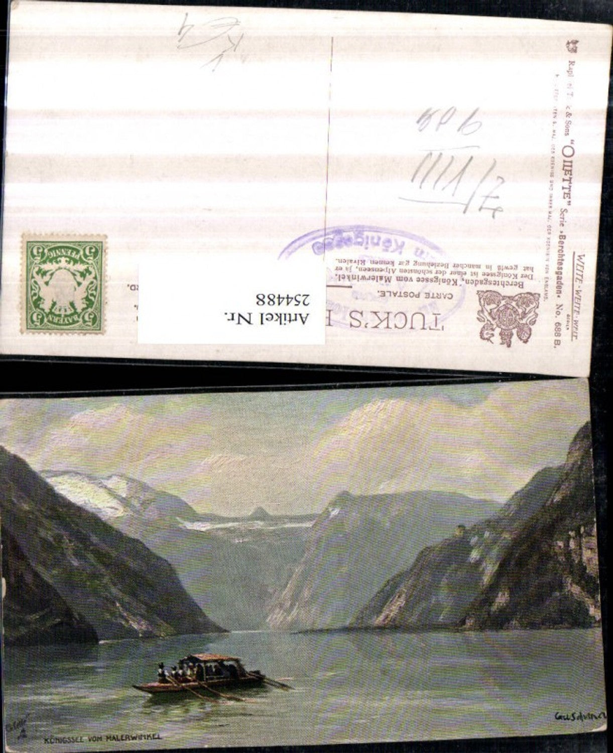 254488,Raphael Tuck & Sons 688B Künstler Carl Schmidt Berchtesgaden Königssee vom Malerwinkel Bergkulisse