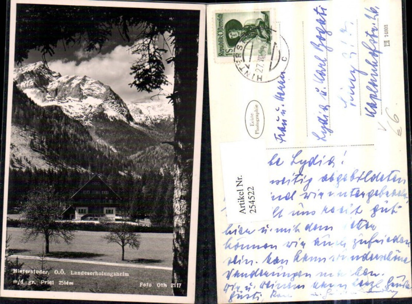 254522,Hinterstoder Landeserholungsheim m. d. Großen Priel Bergkulisse pub Foto Oth 2117