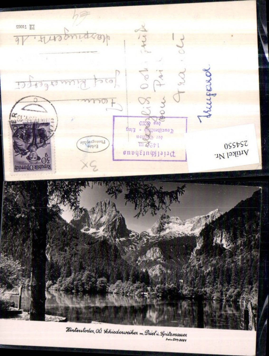 254550,Hinterstoder Schiederweiher m. Priel u. Spitzmauer Bergkulisse pub Foto Oth 2081