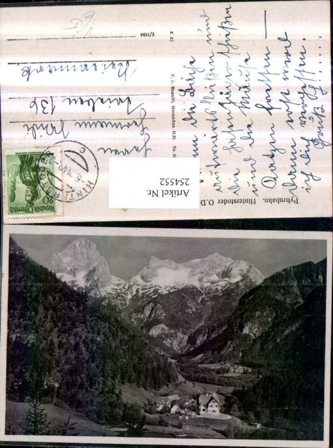 254552,Hinterstoder an d. Pyhrnbahn Bergkulisse pub F. E. Brandt 5855