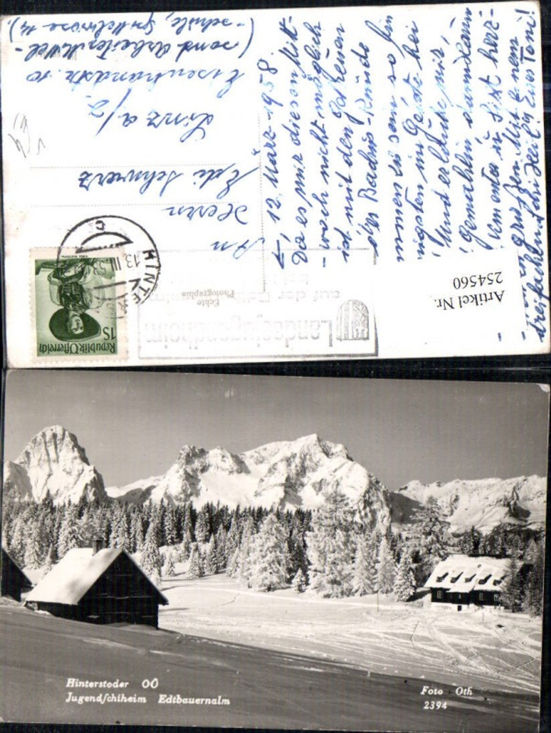 254560,Hinterstoder Jugendschiheim Edtbauernalm Almhütten Bergkulisse Winterbild pub Foto Oth 2394