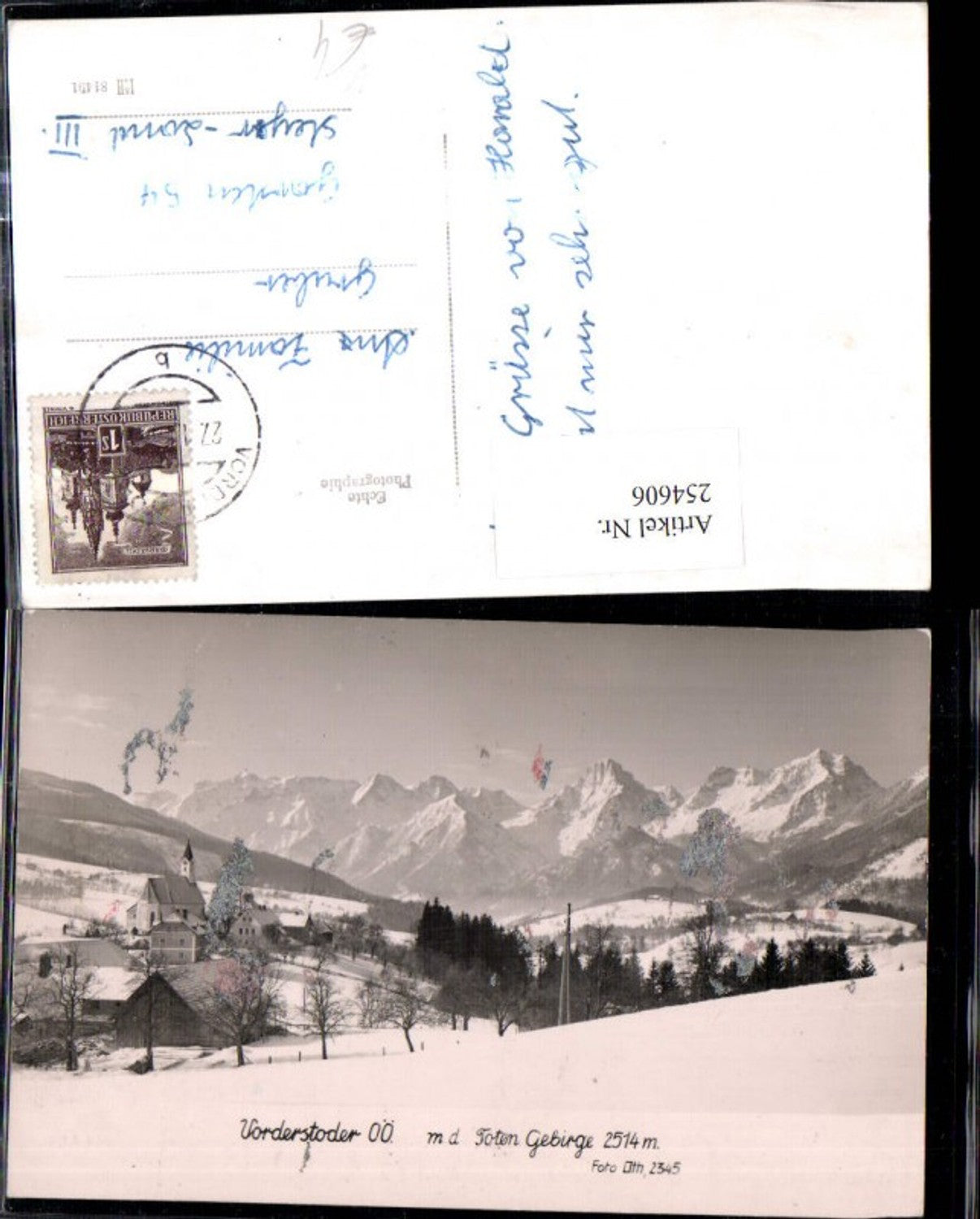 254606,Vorderstoder Totale m. d. Toten Gebirge Winterbild Bergkulisse pub Foto Oth 2345