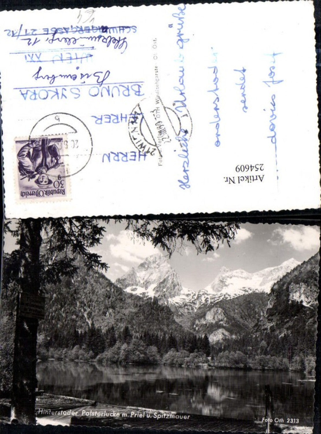 254609,Hinterstoder Polsterlucke m. Priel u. Spitzmauer Bergkulisse pub Foto Oth 2313