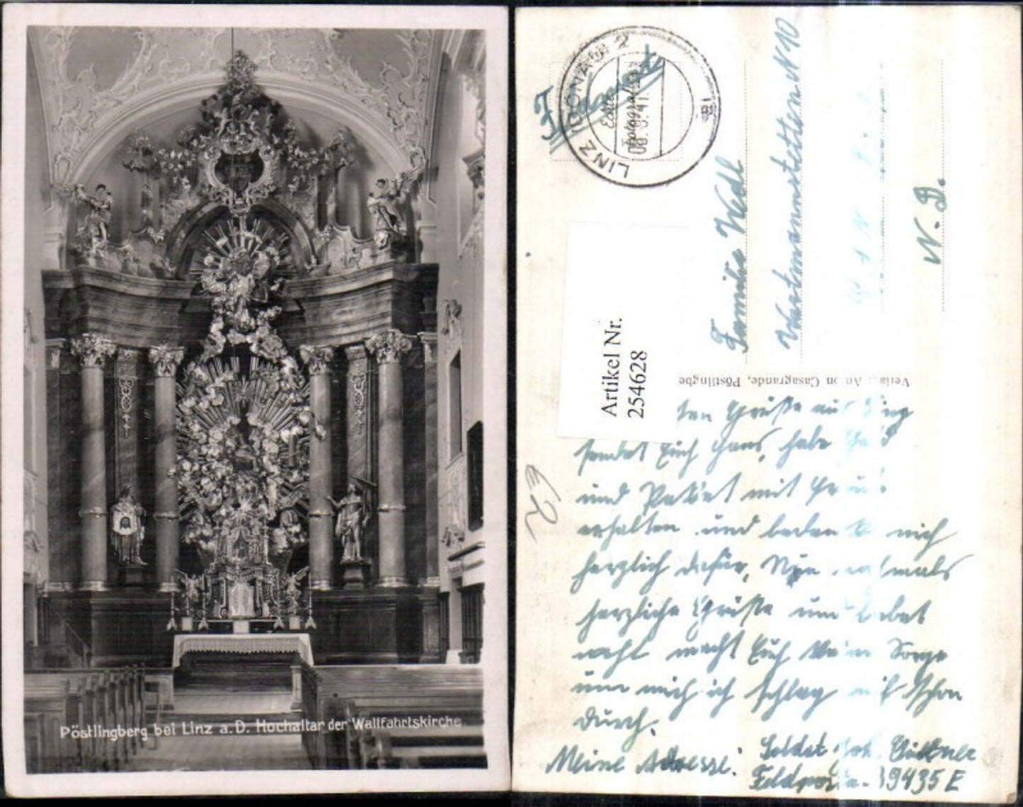 254628,Linz an d. Donau Pöstlingberg Kirche Innenansicht Hochaltar