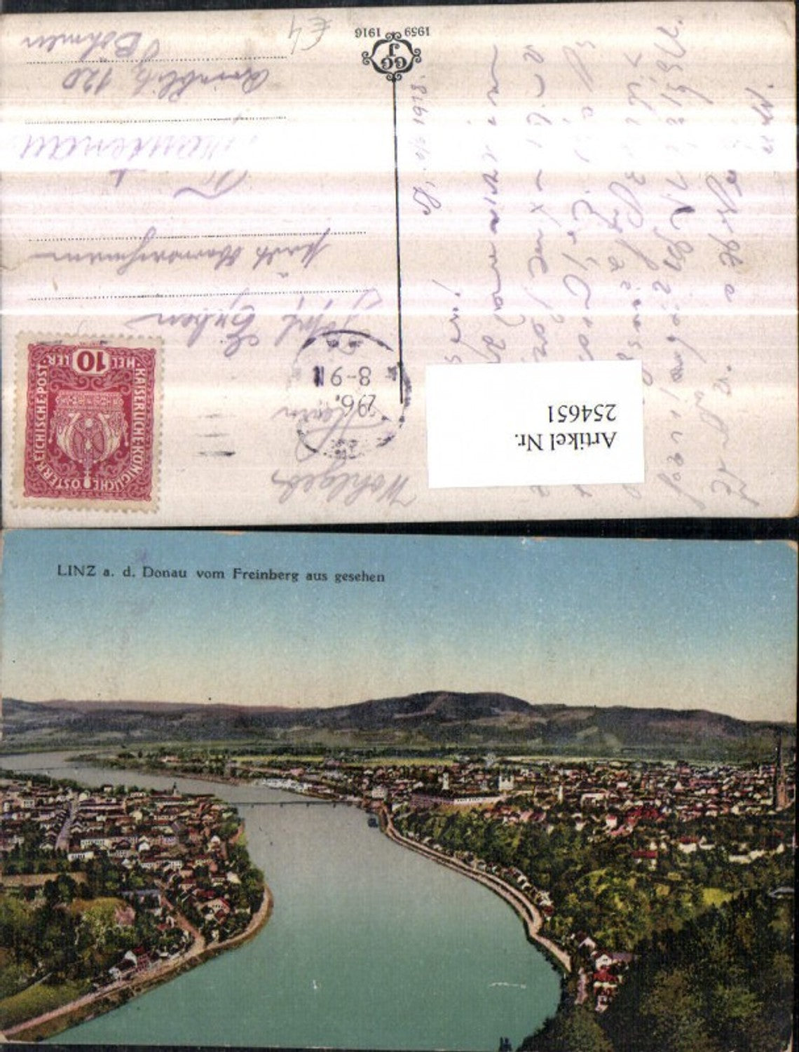 254651,Linz an d. Donau Totale vom Freinberg aus gesehen