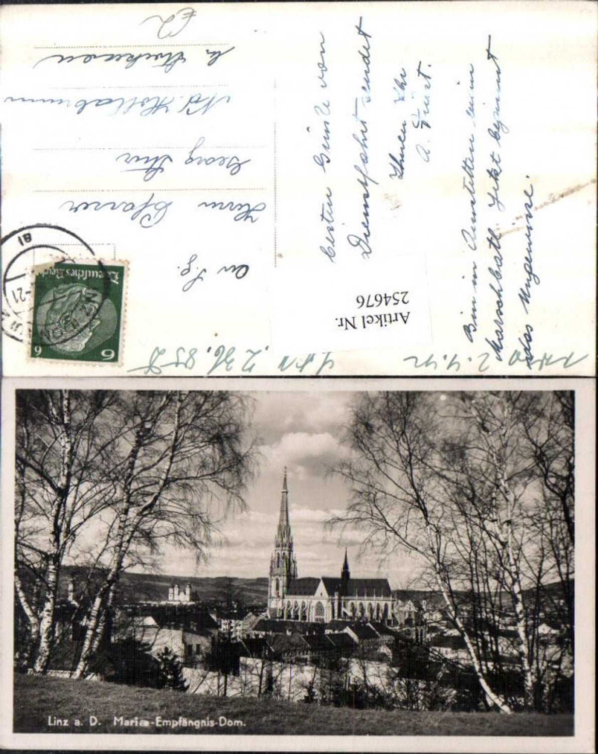 254676,Linz an d. Donau Teilansicht m. Maria-Empfängnis-Dom Kirche