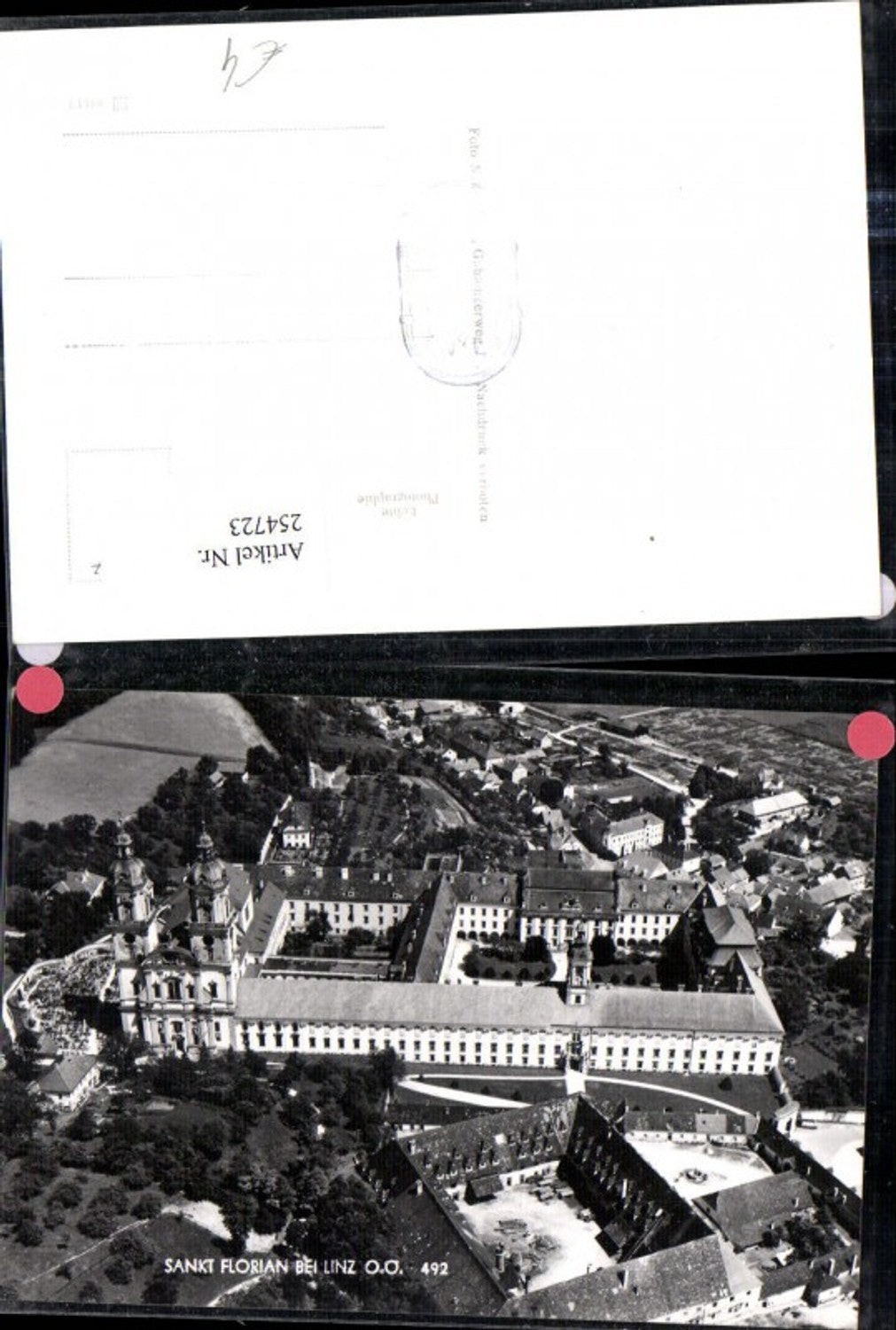 254723,St. Florian b. Linz Teilansicht Stift Kirche Fliegeraufnahme