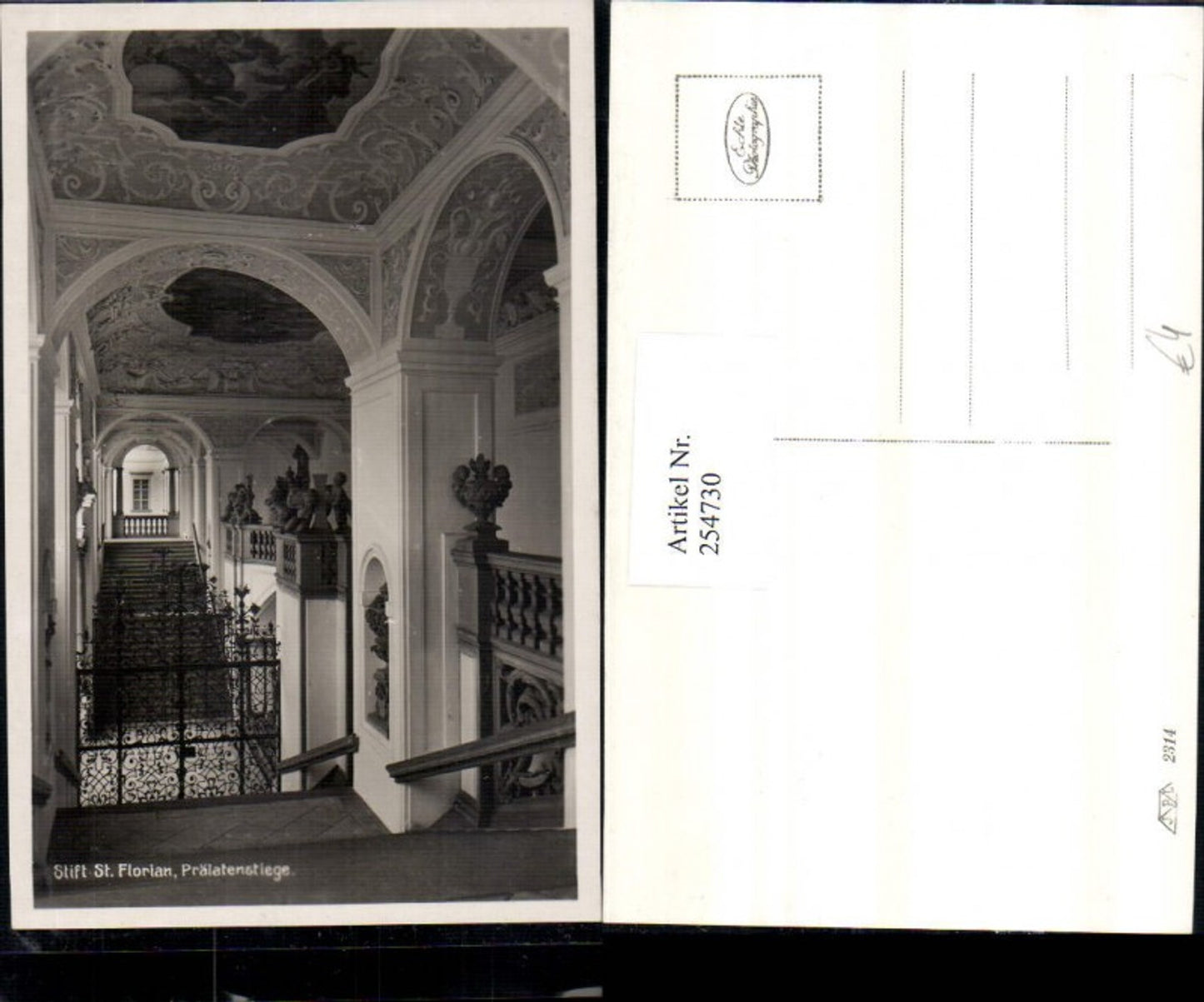 254730,Stift St. Florian Innenansicht Prälatenstiege Stiege Gittertor