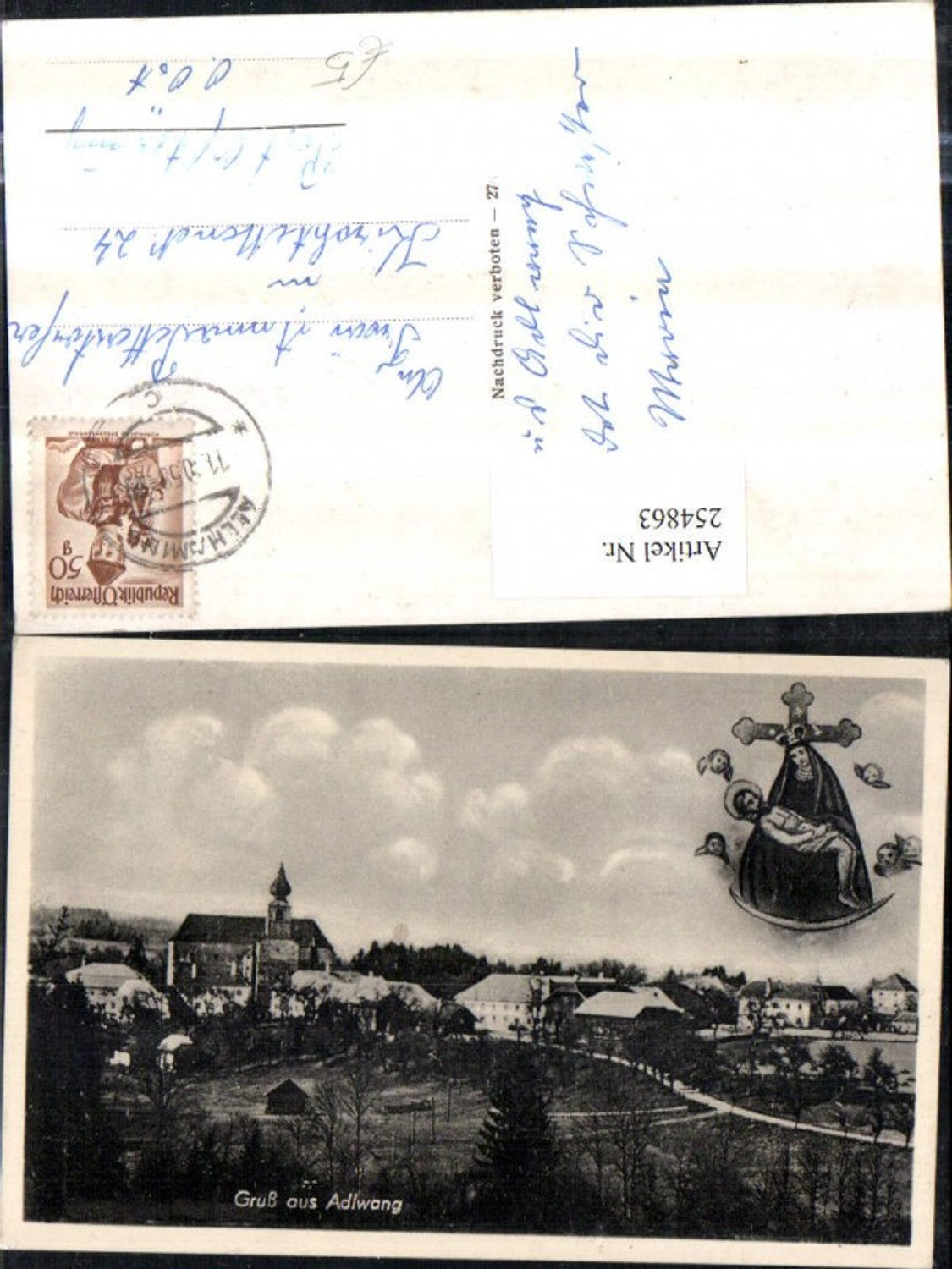 254863,Gruß aus Adlwang Teilansicht Kirche Gnadenbild