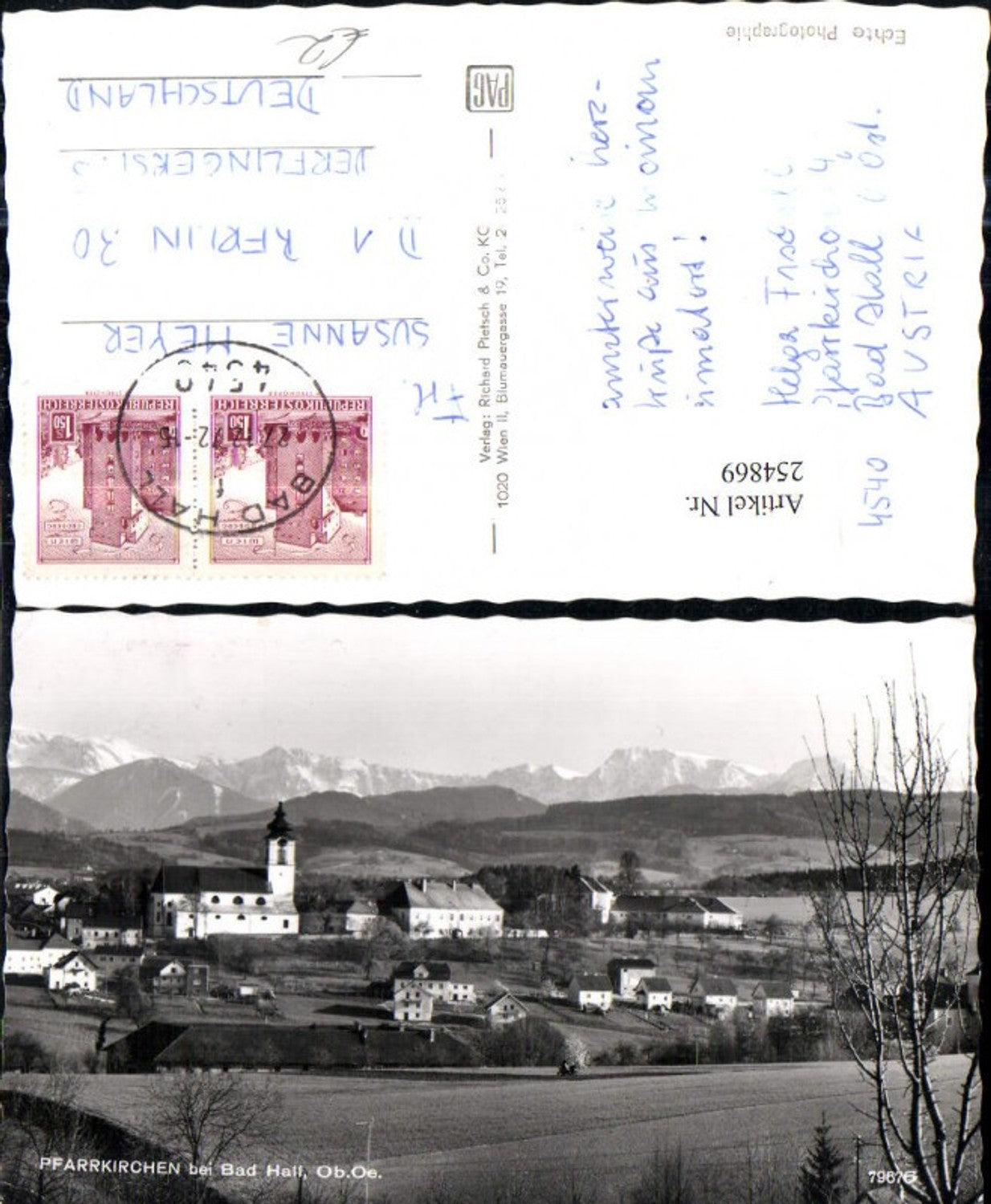 254869,Pfarrkirchen b. Bad Hall Totale Kirche Bergkulisse