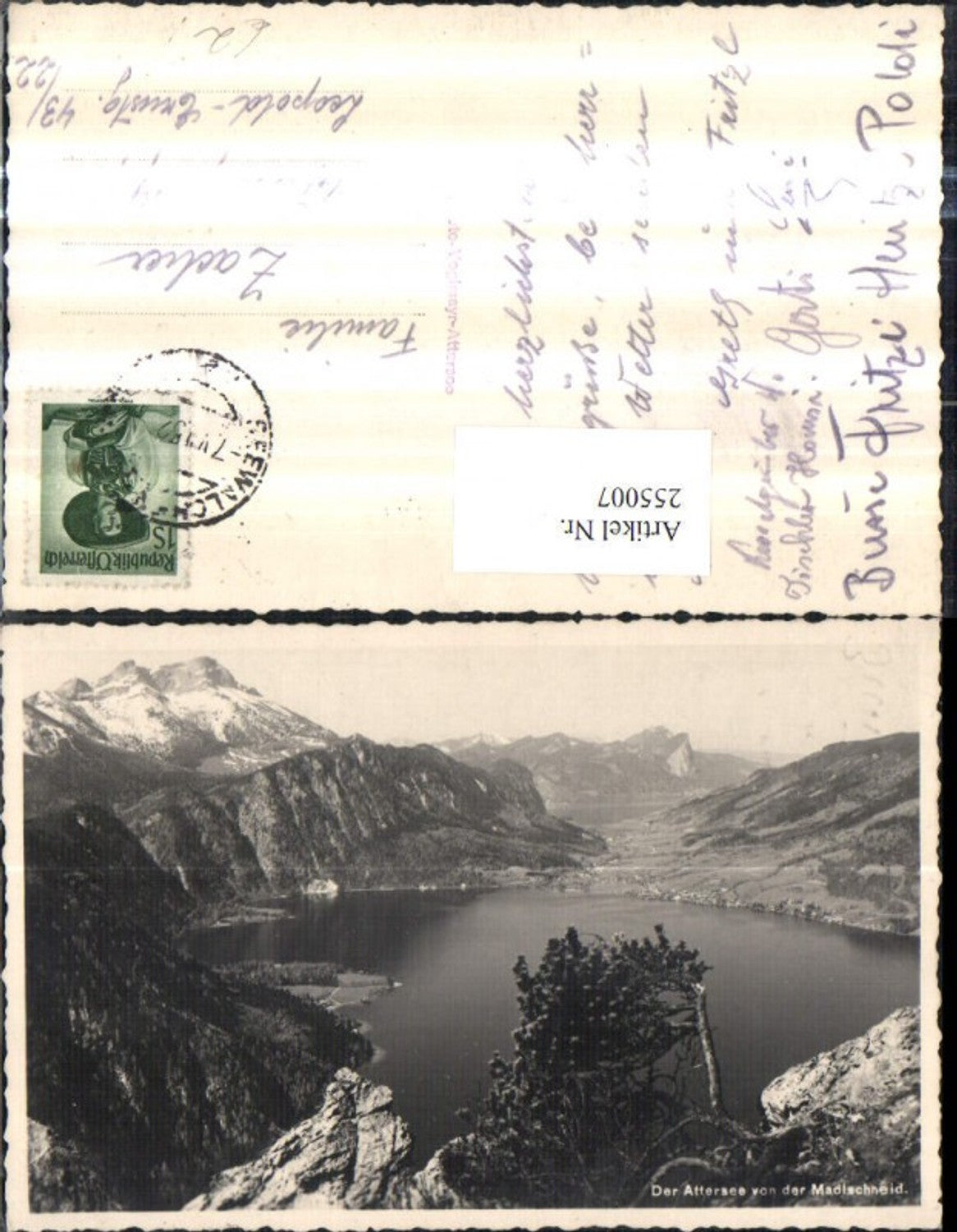 255007,Der Attersee von der Madlschneid Totale Bergkulisse