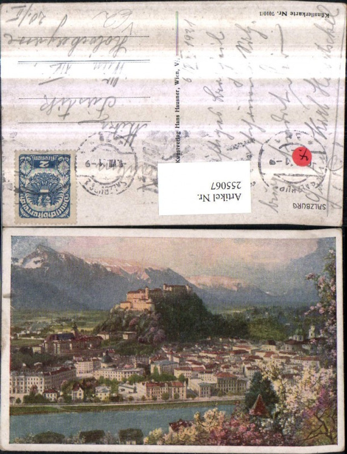 255067,Künstler AK Salzburg Totale m. Festung pub Hans Hausner 7010/1
