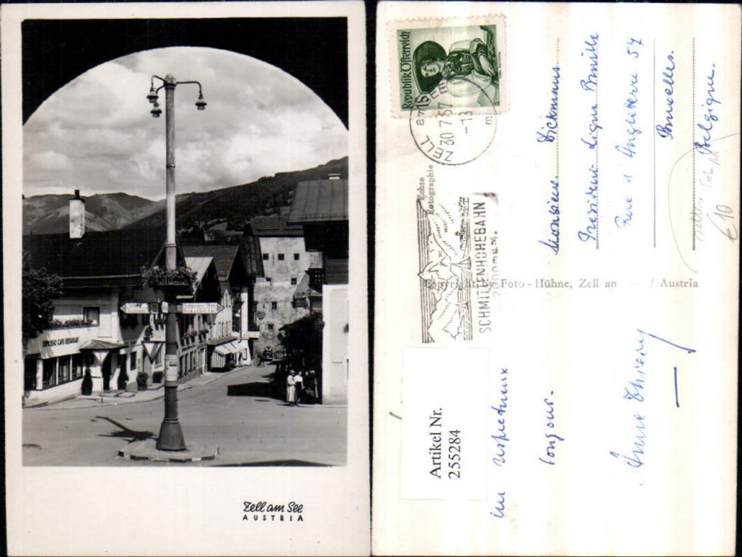 255284,Seltene Foto AK Zell am See Straßenansicht Wegweiser Espresso Cafe Restaurant Geschäfte