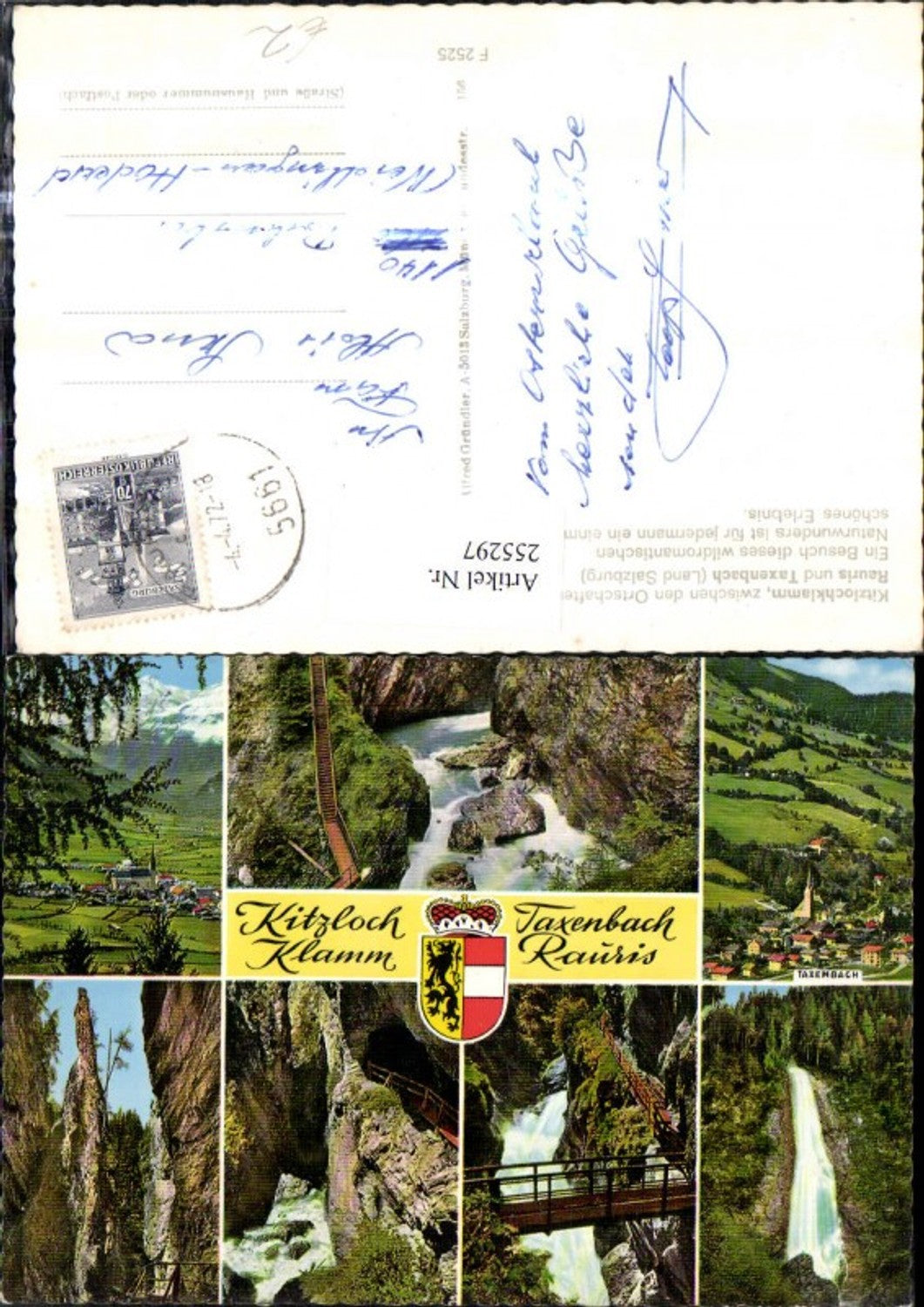 255297,Kitzlochklamm Rauris u. Taxenbach Klamm Partie Wasserfall Mehrbildkarte