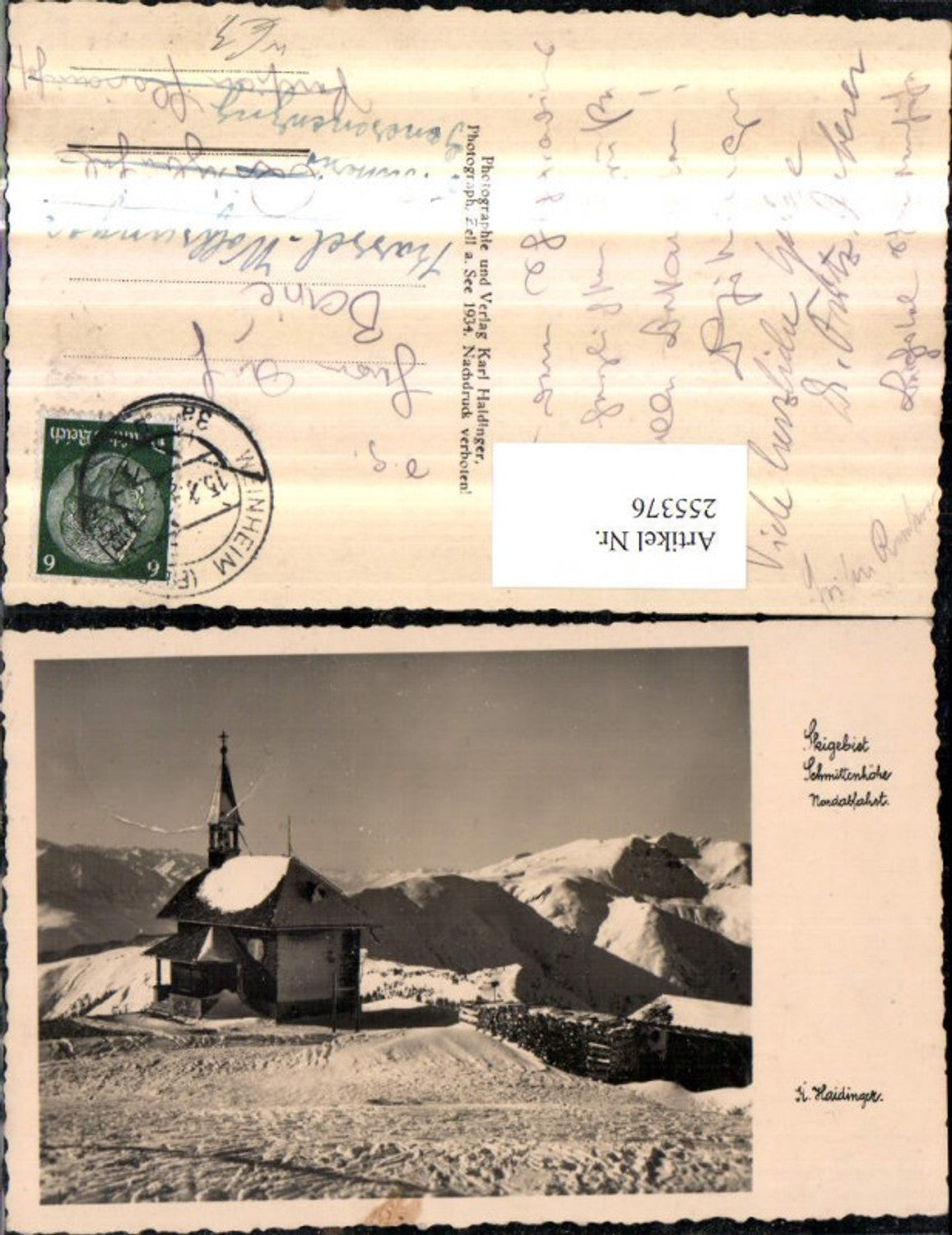 255376,Schmittenhöhe Nordabfahrt Kirche Bergkulisse Winterbild b. Zell am See