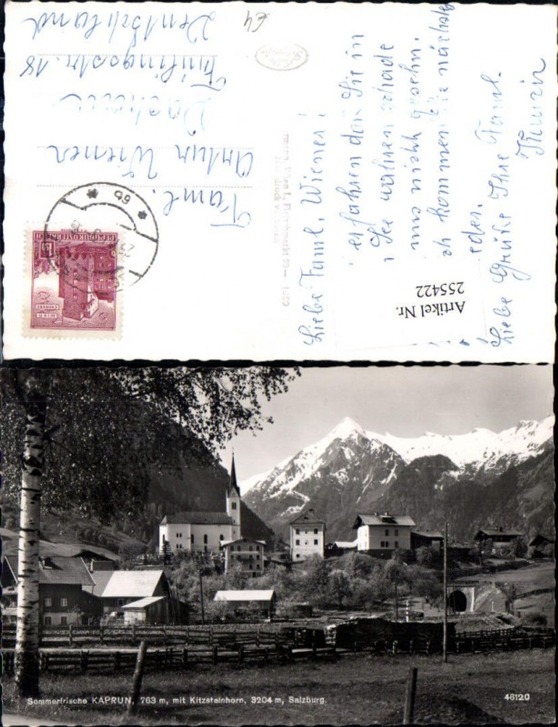 255422,Kaprun Teilansicht Kirche m. Kitzsteinhorn