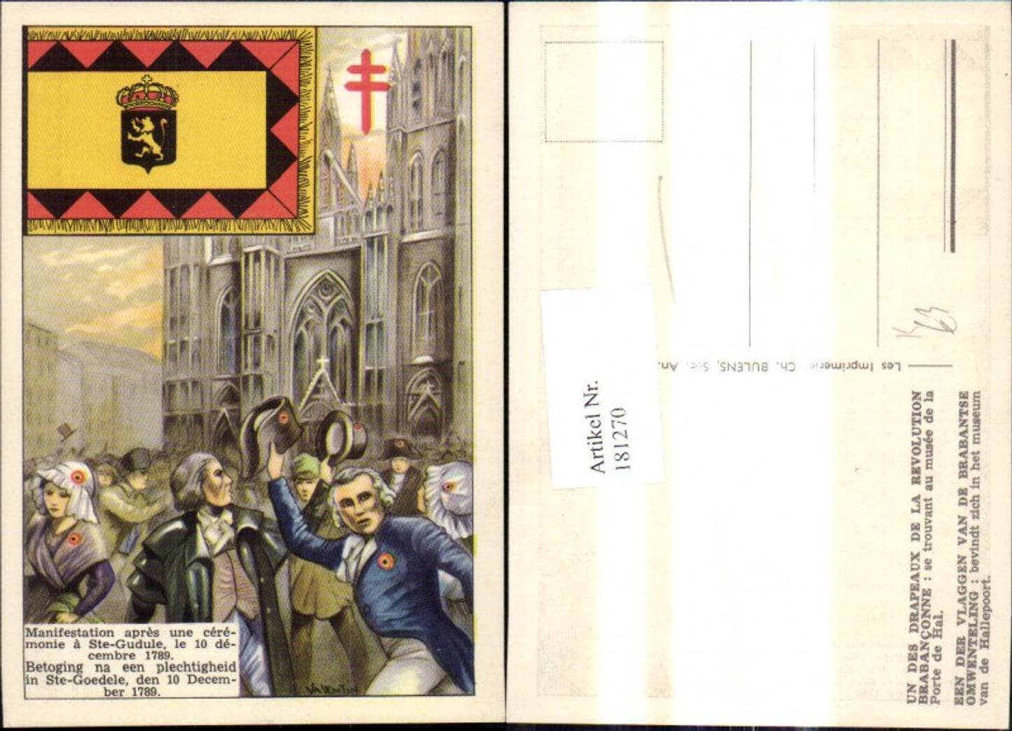 181270,Künstler Ak Valentin Manifestation apres une ceremonie a Ste-Gudule 1789