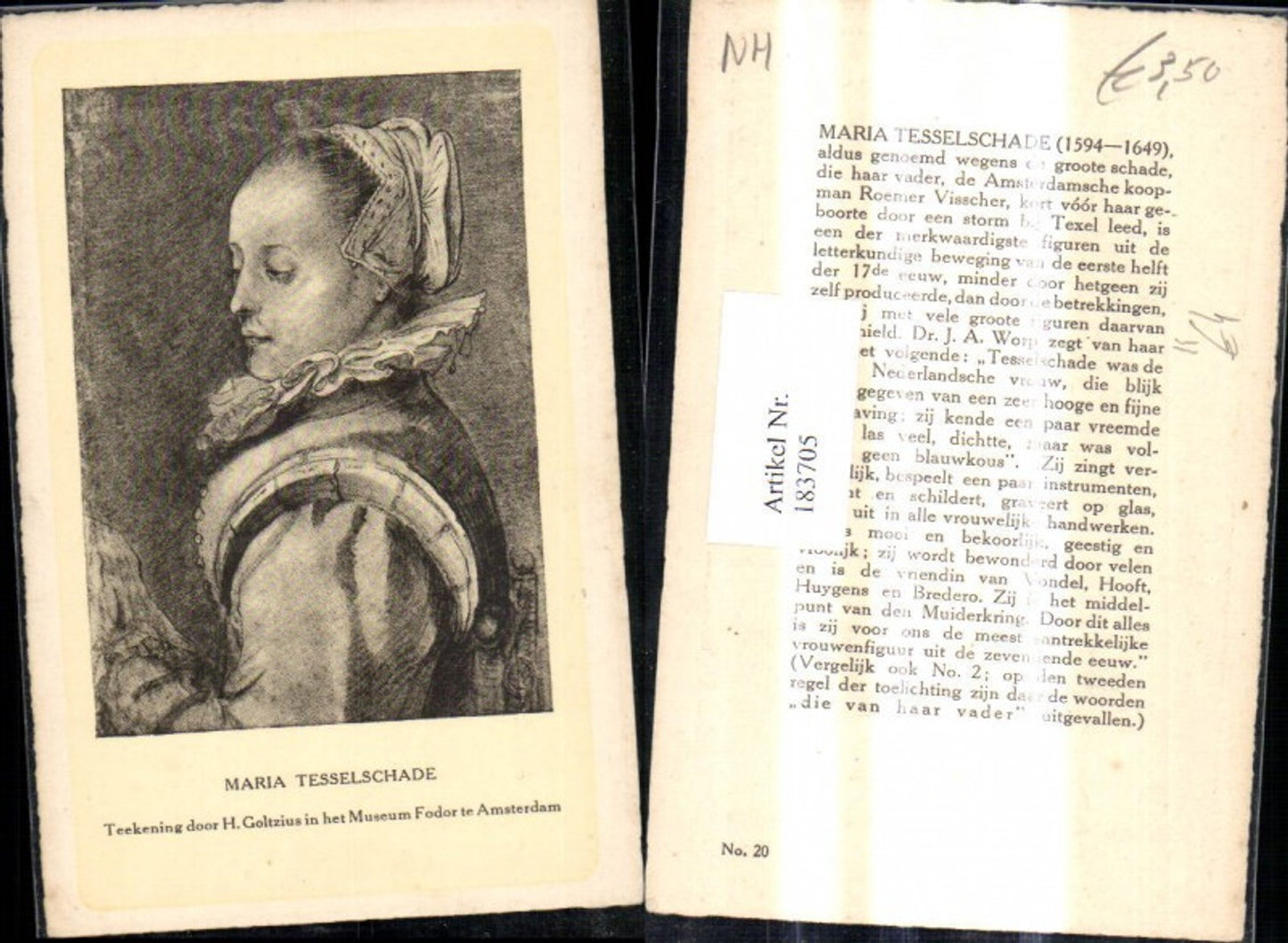 183705,Künstler Ak H. Goltzius Maria Tesselschade Portrait Frau Kunst Wissenschaft