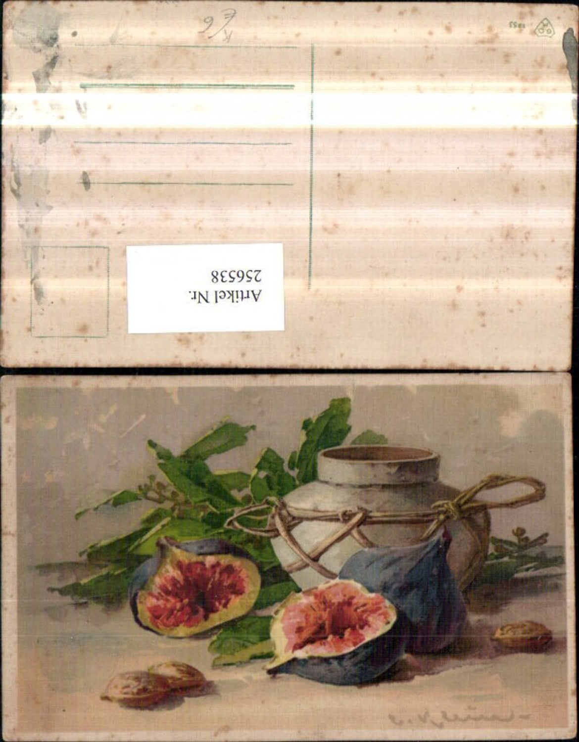 256538,Künstler AK Klein Catharina Stillleben Feigen Frucht Kerne