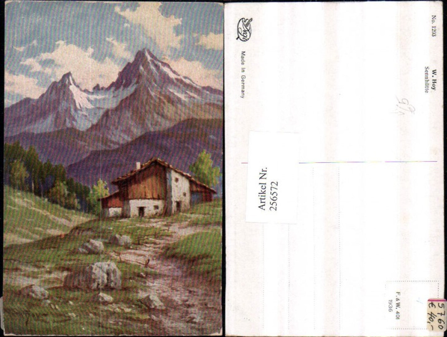 256572,Degi AK 1293 Künstler W. Hoy Sennhütte Almhütte Bergkulisse