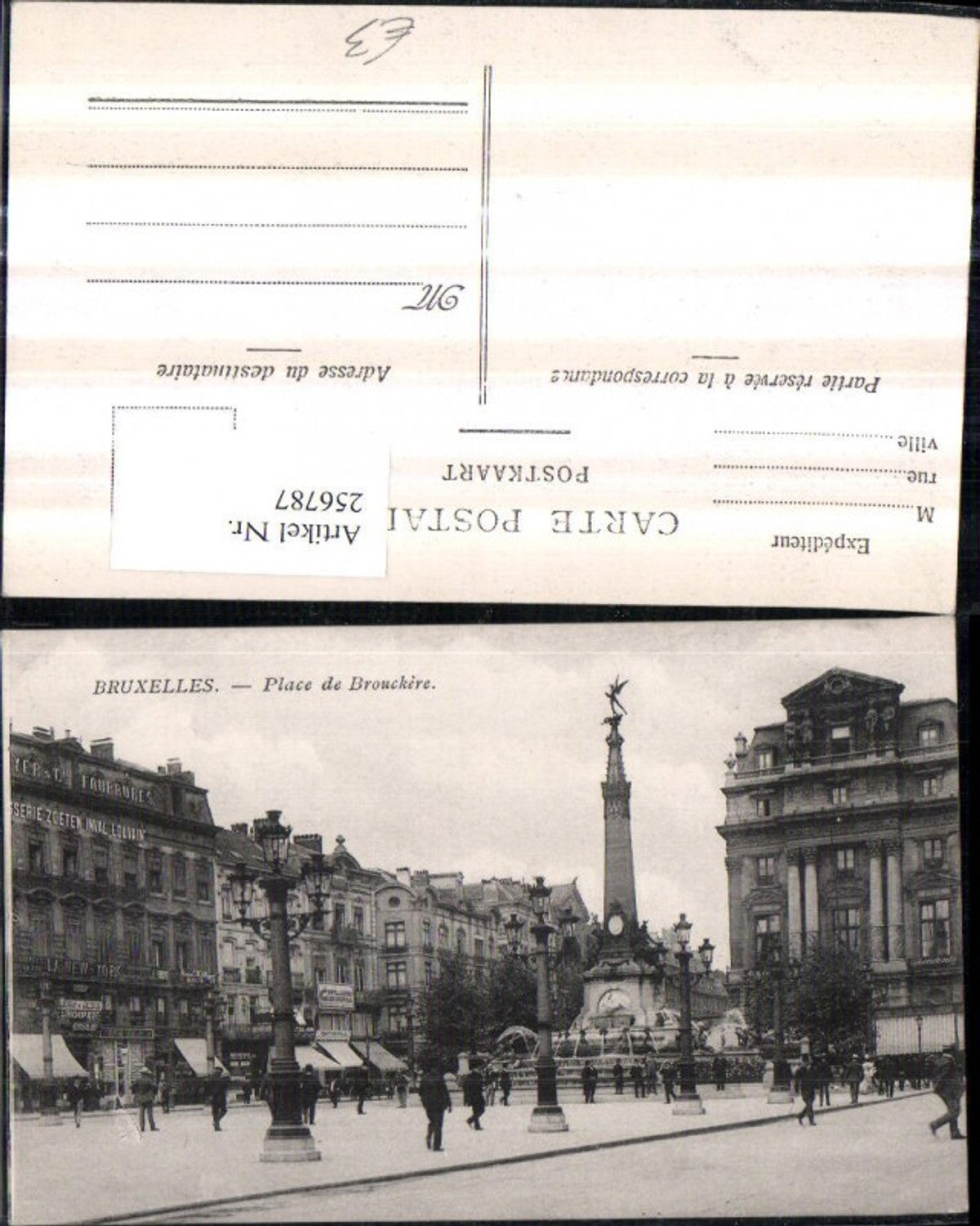 256787,Bruxelles Brüssel Place de Brouckere Platz Säule Brunnen Geschäfte