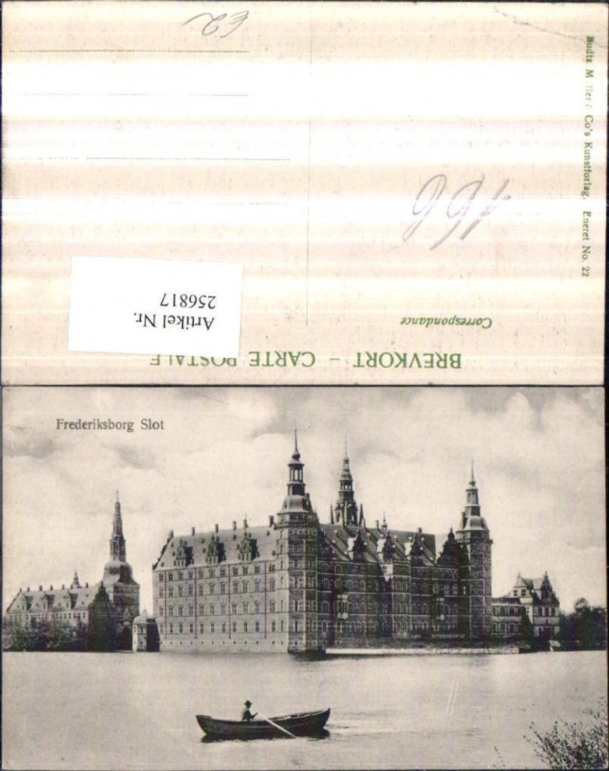 256817, Frederiksborg Slot building castle rowing boat